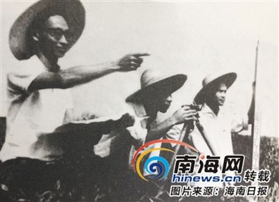 上世纪50年代,南下学子在海南野外勘测。 上世纪50年代,南下学子在海南野外勘测。